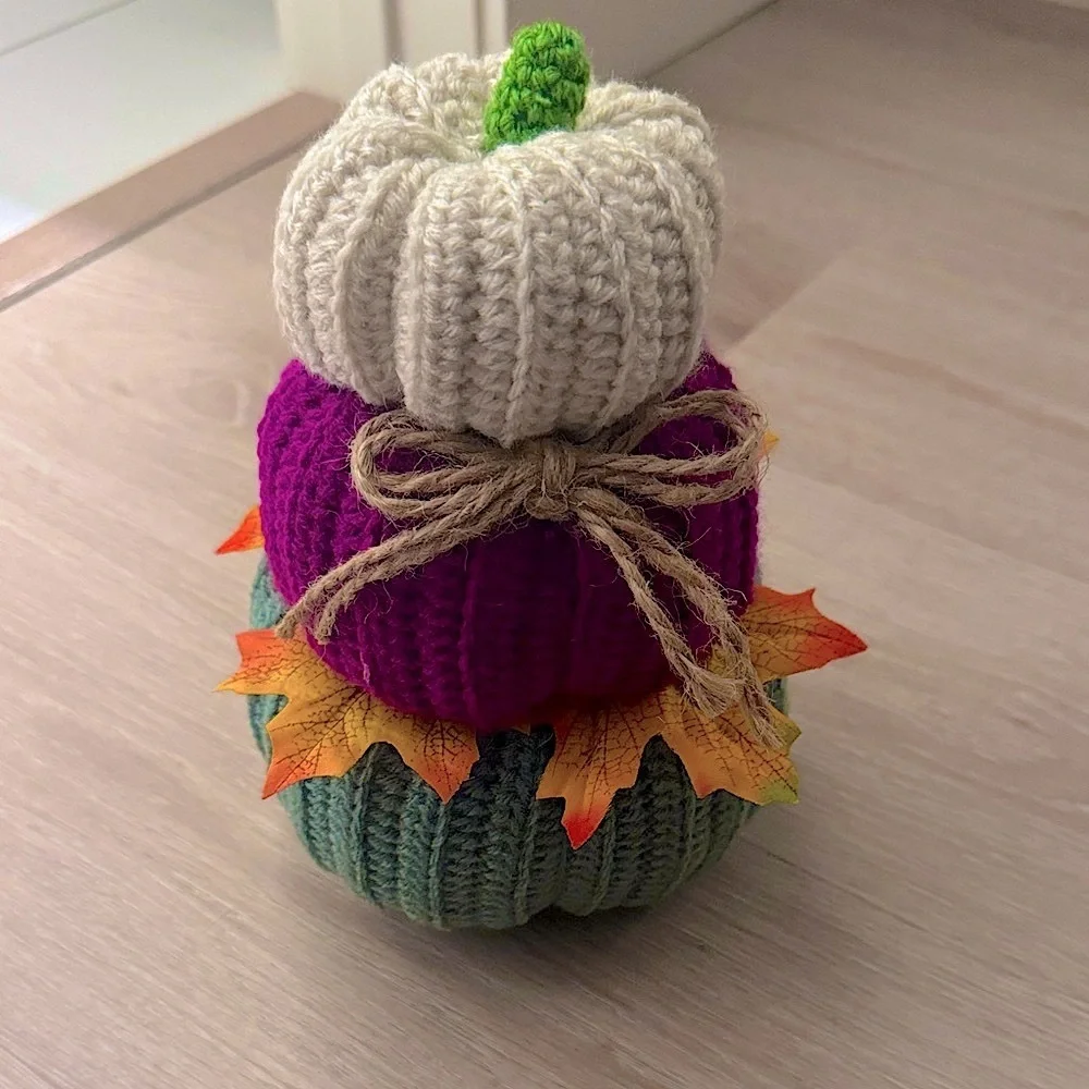 Handcrafted Crochet Knit Pumpkin Stack Decor